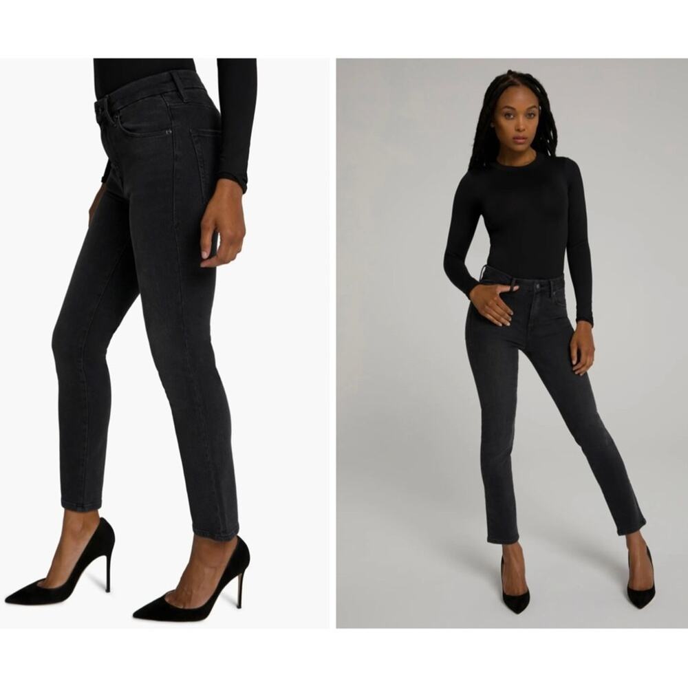 GOOD AMERICAN Good Classic High Waist Skinny Jean Faded Washed Black Gray NEW - Picture 5 of 5